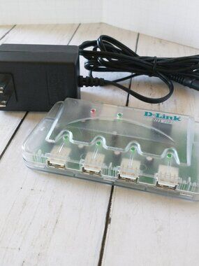 D-Link Powered USB Hub DSB-H4 4 Ports w/ Power Supply (No USB Cable) LED Light
